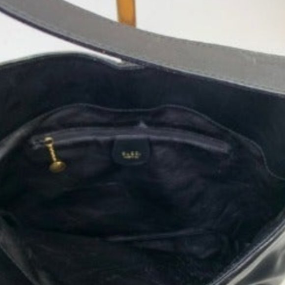 🥳HP🥳Gucci Authentic Gucci Vintage Black Leather Tote Gold Zipper Shoulder Bag - Picture 6 of 13